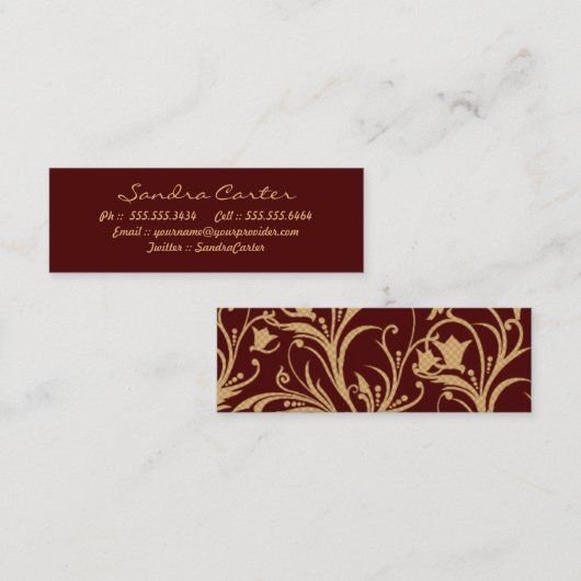 Elegant Maroon & Gold Voury Contact Kaarten Contactkaartje (Voorkant / Achterkant)