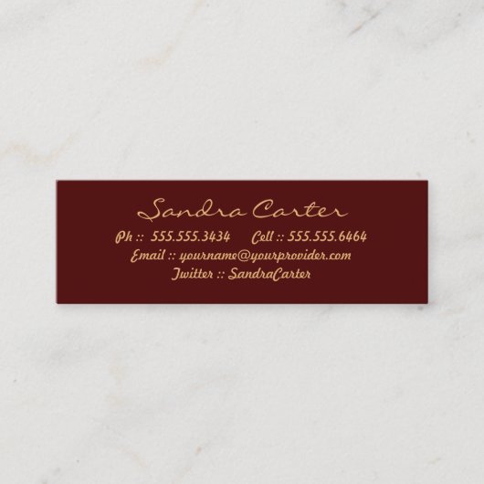 Elegant Maroon & Gold Voury Contact Kaarten Contactkaartje (Voorkant)