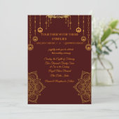 Elegant Maroon & Gold Wedding Invitation Kaart (Staand voorkant)
