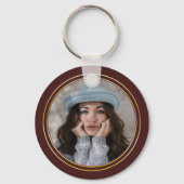 Elegant Maroon | Goud 2024 Afstuderen Pet Afstuder Sleutelhanger (Achterkant)