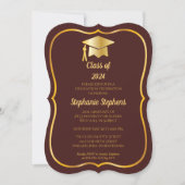 Elegant Maroon | Goud Pet Graduation Party Kaart (Voorkant)