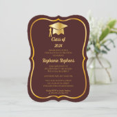 Elegant Maroon | Goud Pet Graduation Party Kaart (Staand voorkant)
