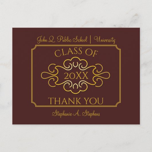 Elegant Maroon | Goudcollege Hartelijk dank Briefkaart (Voorkant)