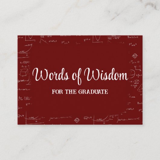 Elegant Maroon Graduate Words of Wisdom Advice Informatiekaartje (Voorkant)