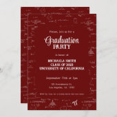 Elegant Maroon Hand-Lettering Math Graduation Kaart (Voorkant / Achterkant)