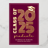 Elegant Maroon High School Afstuderen Gold Folie Uitnodiging (Voorkant)