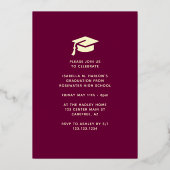 Elegant Maroon High School Afstuderen Gold Folie Uitnodiging (Achterkant)