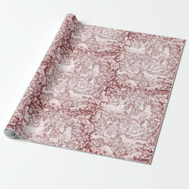 Elegant Maroon Kerstbos Dierenrendier Reindester Cadeaupapier