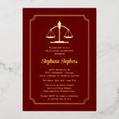 Elegant Maroon Law Attorney Graduparty Folie Uitnodiging (Voorkant)
