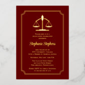 Elegant Maroon Law Attorney Graduparty Folie Uitnodiging (Voorkant)