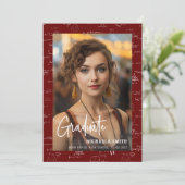 Elegant Maroon Math Script Photo Graduation  Aankondiging (Staand voorkant)