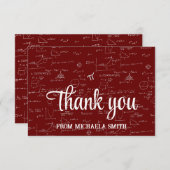Elegant Maroon Mathematics Formulas Graduation Bedankkaart (Voorkant / Achterkant)