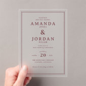 Elegant Maroon Minimalist Wedding Invitation Acryl Uitnodigingen (Insitu (Draagbaar))