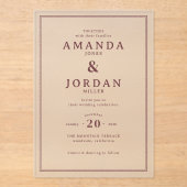 Elegant Maroon Minimalist Wedding Invitation Acryl Uitnodigingen (Voorkant)