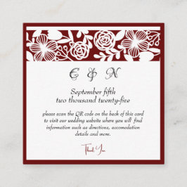 Elegant Maroon Monogram Details Behuizing Kaart