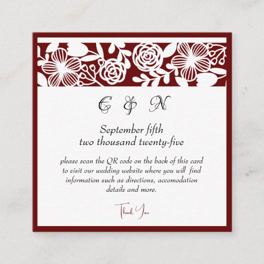 Elegant Maroon Monogram Details Behuizing Kaart (Voorkant)