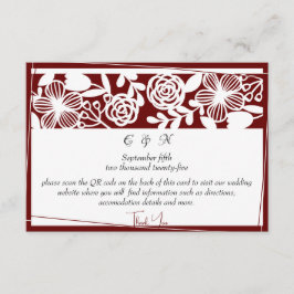 Elegant Maroon Monogram Details Behuizing Kaart