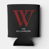 Elegant Maroon Monogram Naam Blikjeskoeler (Achterkant)