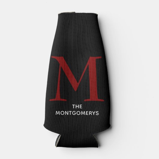 Elegant Maroon Monogram Naam Flesjeskoeler (Voorkant)