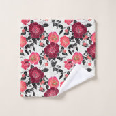 Elegant Maroon Pink Burgundy Roos Floral Pattern Bad Handdoek (Wasdoekje)