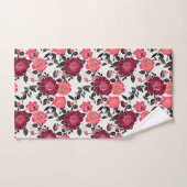 Elegant Maroon Pink Burgundy Roos Floral Pattern Bad Handdoek (Handdoek)