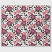 Elegant Maroon Pink Burgundy Roos Flower Pattern Cadeaupapier (Vlak)
