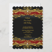 Elegant Maroon Red Black Gold Birthday Kaart (Achterkant)