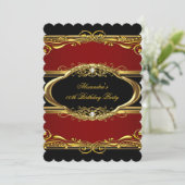 Elegant Maroon Red Black Gold Birthday Kaart (Staand voorkant)