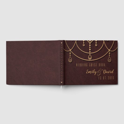 Elegant Maroon Red Indian Traditional Design Gastenboek (Volledig)