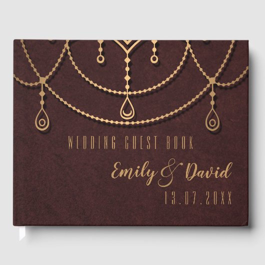 Elegant Maroon Red Indian Traditional Design Gastenboek (Voorkant)