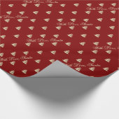 Elegant Maroon rood goud kerstboom patroon Cadeaupapier (Hoek)