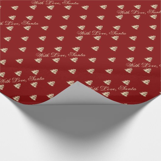 Elegant Maroon rood goud kerstboom patroon Cadeaupapier (Hoek)
