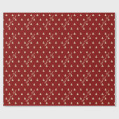 Elegant Maroon rood goud kerstboom patroon Cadeaupapier (Vlak)