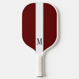 Elegant Maroon Rood Wit Monogram Gepersonaliseerd Pickleball Paddle