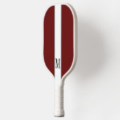 Elegant Maroon Rood Wit Monogram Gepersonaliseerd Pickleball Paddle (Links)