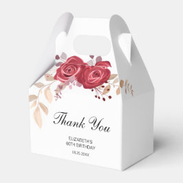 Elegant Maroon Roos Bloemen Greenery Verjaardag Bedankdoosjes