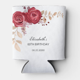 Elegant Maroon Roos Bloemen Greenery Verjaardag Blikjeskoeler