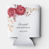 Elegant Maroon Roos Bloemen Greenery Verjaardag Blikjeskoeler (Achterkant)