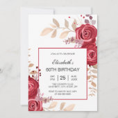 Elegant Maroon Roos Bloemen Greenery Verjaardag Kaart (Voorkant)