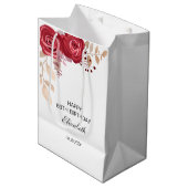 Elegant Maroon Roos Bloemen Greenery Verjaardag Medium Cadeauzakje (Voorkant Gekanteld)