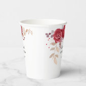 Elegant Maroon Roos Bloemen Greenery Verjaardag Papieren Bekers (Rechts)