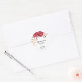 Elegant Maroon Roos Bloemen Greenery Verjaardag Ronde Sticker (Envelop)