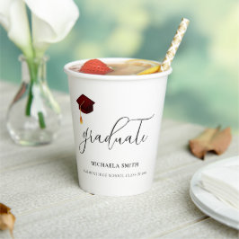 Elegant Maroon Script High School Afstuderen Papieren Bekers