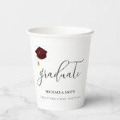 Elegant Maroon Script High School Afstuderen Papieren Bekers (Achterkant)