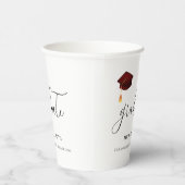 Elegant Maroon Script High School Afstuderen Papieren Bekers (Rechts)