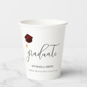 Elegant Maroon Script High School Afstuderen Papieren Bekers (Voorkant)