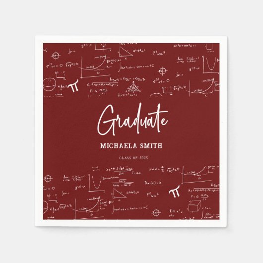 Elegant Maroon Script Math Graduate Napkins Servet (Voorkant)