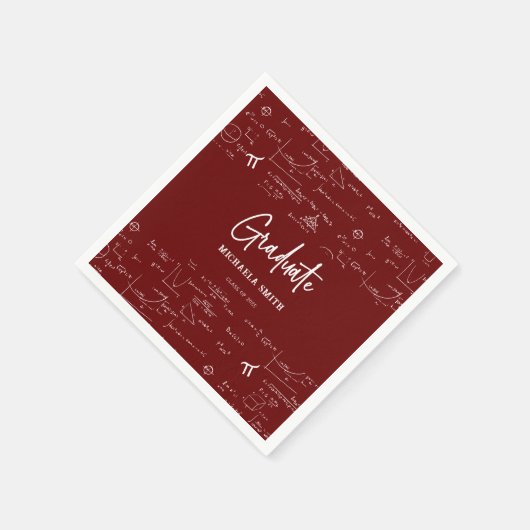 Elegant Maroon Script Math Graduate Napkins Servet (Hoek)