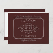 Elegant Maroon Silver College Afleiding Dank u Briefkaart (Voorkant / Achterkant)