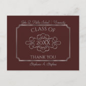 Elegant Maroon Silver College Afleiding Dank u Briefkaart (Voorkant)